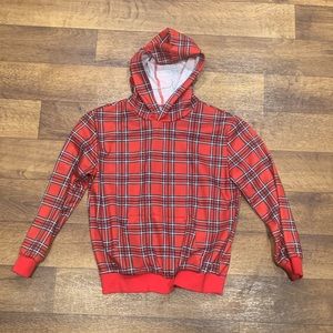 Red plaid hoodie for boys size 8